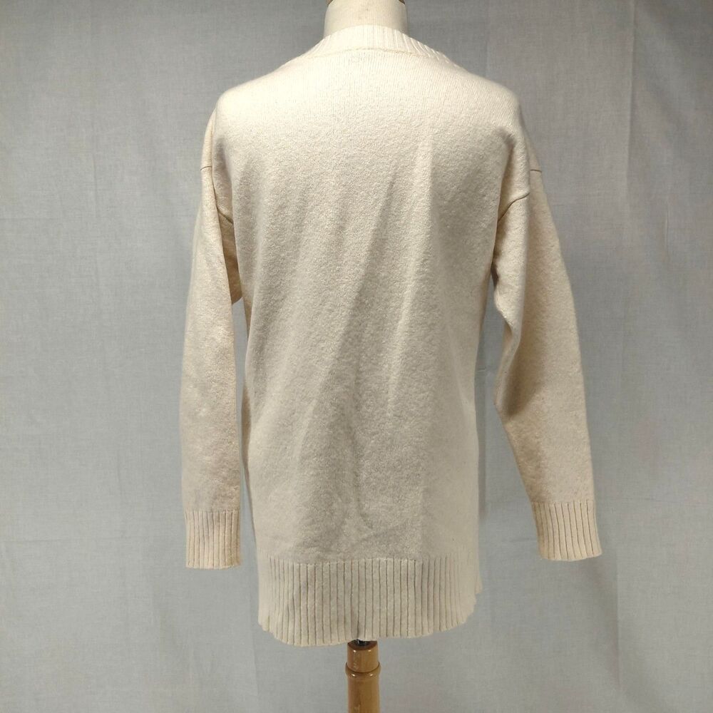 Athleta Cream Cashmere/Wool Blend LS V-Neck Tunic length Sweater Size Large - Picture 5 of 8